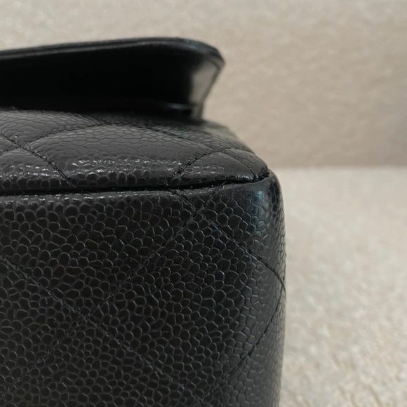 Authentic Chanel Classic Flap Jumbo Black Caviar Silver Hardware - Picture 10 of 16